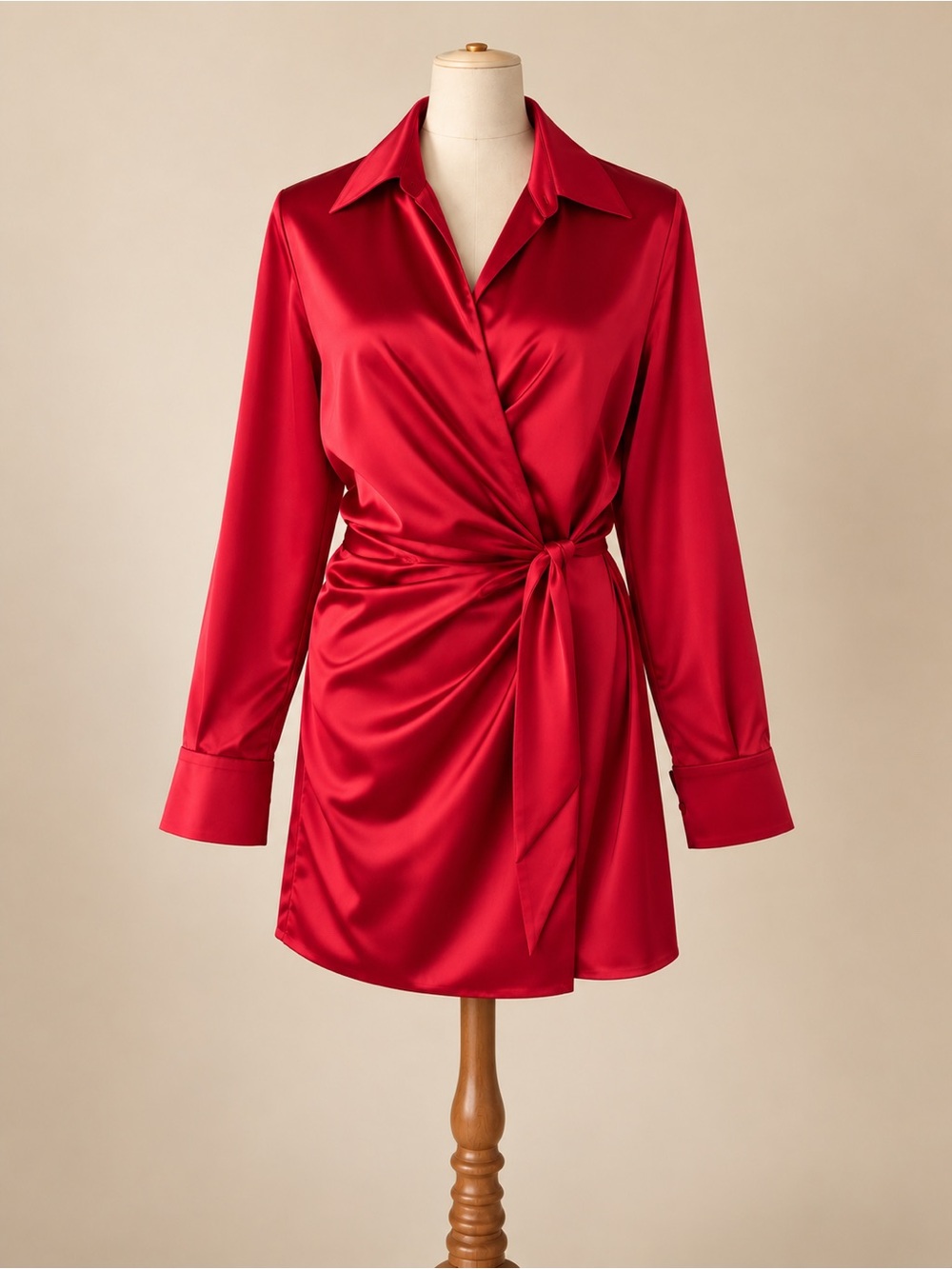 Astr Satin Wrap Mini Dress